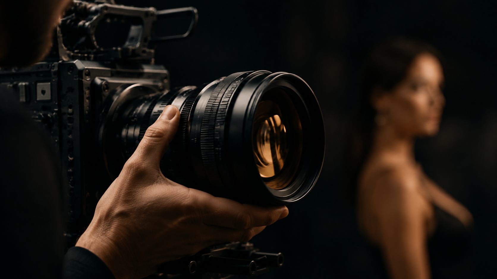 Cinema-Kamera und Präzisionsobjektiv