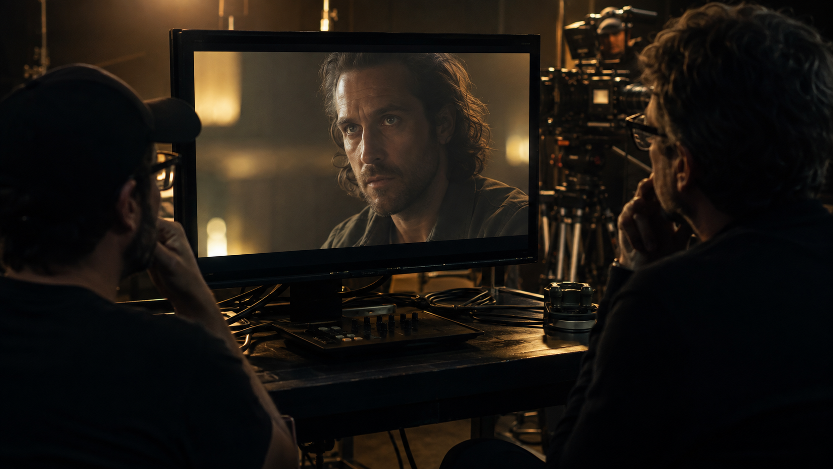 Kontrollmonitor bei einer Filmproduktion